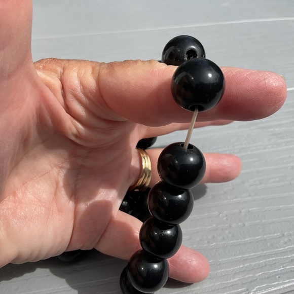 Black Bead Stretch Bracelets set of 3 - Picture 4 of 7